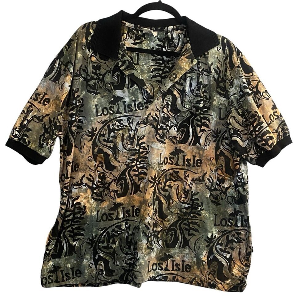 RUM REGGAE Men Polo Los Isle Shirt Sz‎ XL Multicolor Pullover Vacation 59-4